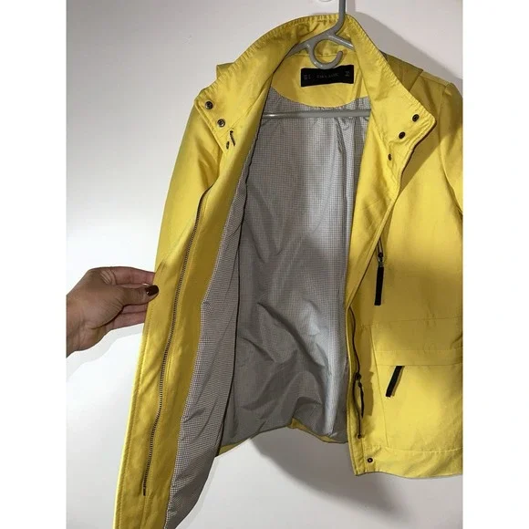 Zara Yellow Hooded Parka Coat Size Small Women's Full Zip Long Sleeve Casual - Picture 4 of 6